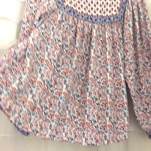 GAP Blue Orange Paisley Peasant flowy hippy Blouse  Swing Top tunic sz M - Picture 7 of 11